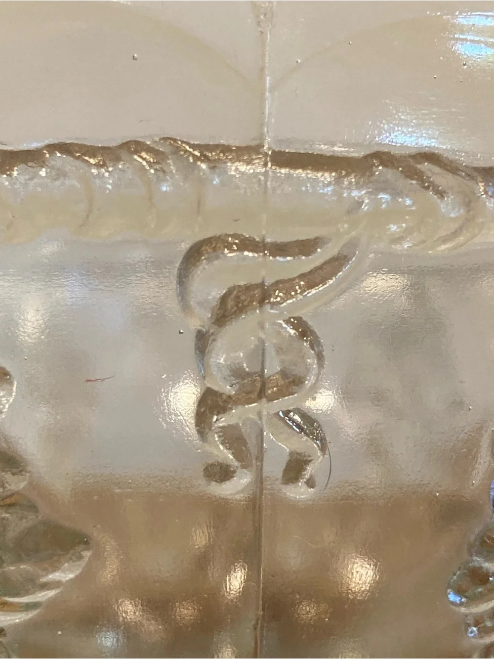 Clear Pressed Glass Compote Serving Bowl with Grape Motif 6” Tall